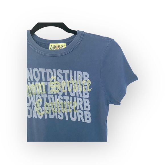 90’s: OG Juicy Couture ✌︎︎ Do Not Disturb Graphic Glitter Baby T Shirt ✌︎︎ Navy - Picture 5 of 14